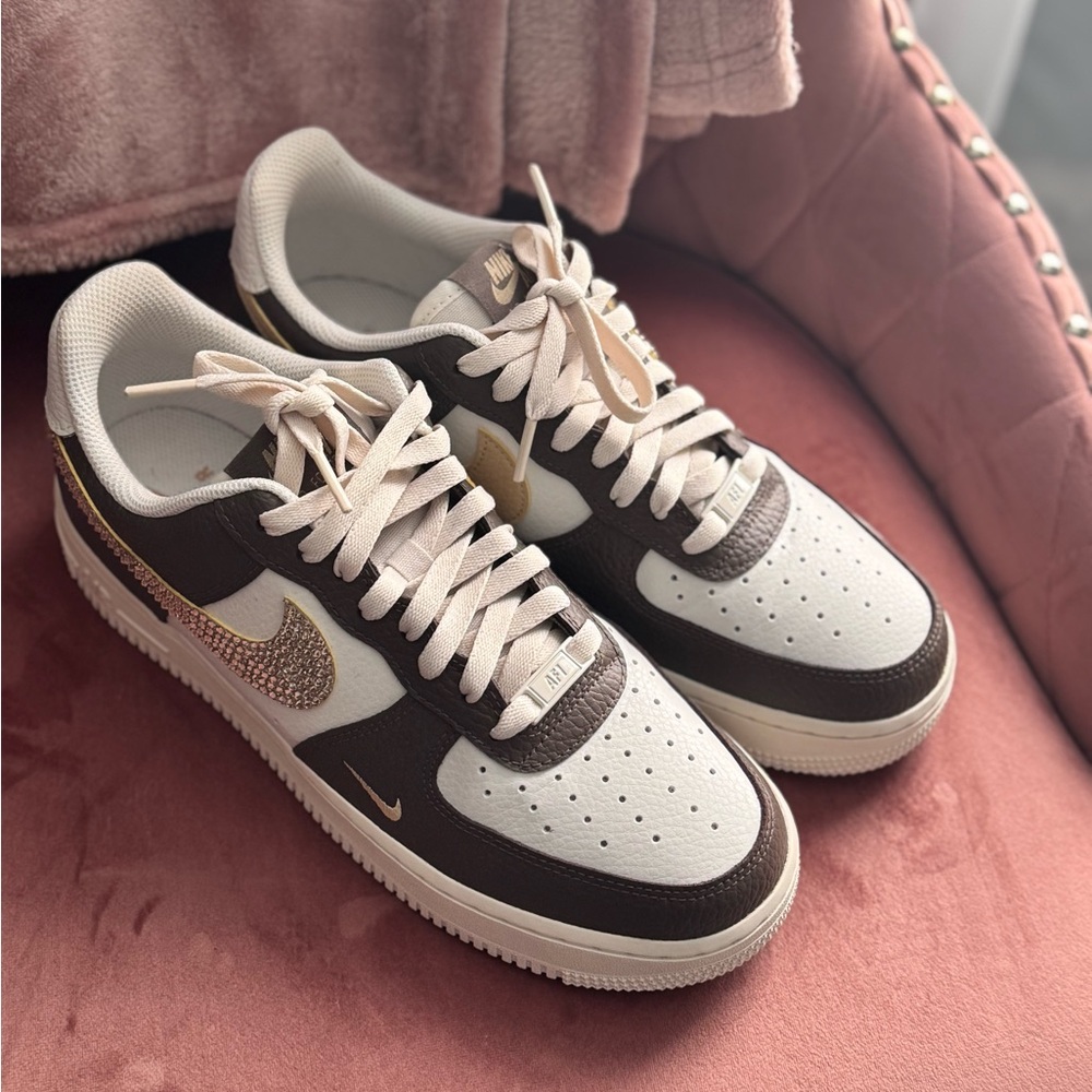Nike Women’s Bling White and Brown Sneakers